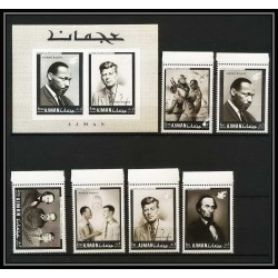 333l Ajman MNH ** Mi N°289/294 + Bloc 44 A Year of human righrs Kennedy martin luther king Abraham Lincoln 