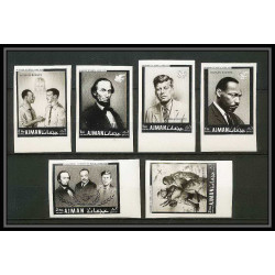 334 - Ajman MNH ** Mi N°289/294 B Year of human righrs Kennedy martin luther king Abraham Lincoln Non dentelé imperf
