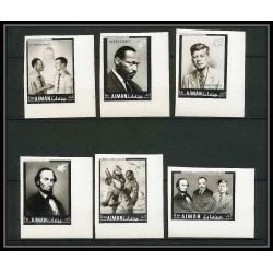 334b - Ajman MNH ** Mi NN°289/294 B Year of human righrs Kennedy luther king Abraham Lincoln Non dentelé imperf
