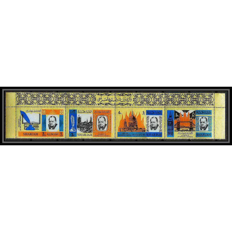 347 - sharjah MNH ** Mi N°221/224 A winston churchill London ( parliament st paul's cathedral big ben tower bridge)