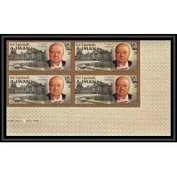348b - Ajman MNH ** Mi N°117 /124 B winston churchill Non dentelé imperf bloc 4 cote 80 euros