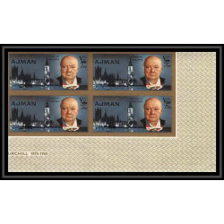 348b - Ajman MNH ** Mi N°117 /124 B winston churchill Non dentelé imperf bloc 4 cote 80 euros