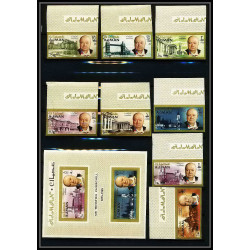 348d - Ajman MNH ** Mi N°117/124 B + bloc 10 B winston churchill overprint Non dentelé imperf