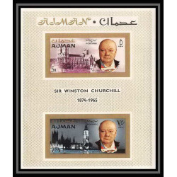 349a - Ajman MNH ** Mi N°7 B cote 28 euros winston churchill Non dentelé imperf