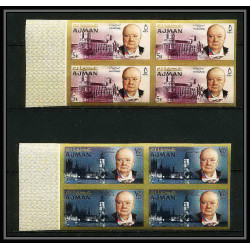 349d - Ajman MNH ** Mi N°85/92 B bloc 4 winston churchill Non dentelé imperf Cote 60 euros