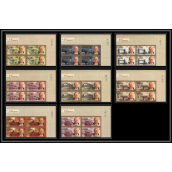 349e - Ajman MNH ** Mi N°85/92 B bloc 4 winston churchill Non dentelé imperf Cote 60 euros coin de feuille