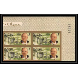 349e - Ajman MNH ** Mi N°85/92 B bloc 4 winston churchill Non dentelé imperf Cote 60 euros coin de feuille