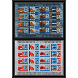352j - Sharjah khor fakkan MNH ** Mi N° 46 / 49 B tirage 1 + tirage silver churchill non dentelé imperf feuilles sheets
