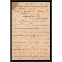 7003/ carte de Prisonnier de Guerre (War) 1914/1918 Kriegsgefangenen giessen pour Rouvenac Aude 1918 