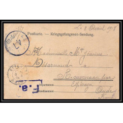 7009/ carte de Prisonnier de Guerre (War) 1914/1918 Kriegsgefangenen giessen pour Rouvenac Aude 1918 