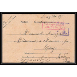 7014/ carte de Prisonnier de Guerre (War) 1914/1918 Kriegsgefangenen giessen pour Rouvenac Aude 1917 