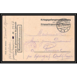 7018/ carte de Prisonnier de Guerre (War) 1914/1918 Kriegsgefangenen mannheim pour Rouvenac Aude 1917 