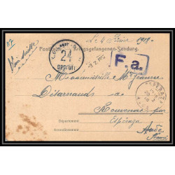 7021/ carte de Prisonnier de Guerre (War) 1914/1918 Kriegsgefangenen giessen pour Rouvenac Aude 1917 