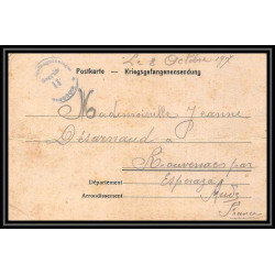7024/ carte de Prisonnier de Guerre (War) 1914/1918 Kriegsgefangenen giessen pour Rouvenac Aude 1917 