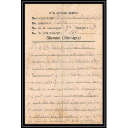 7024/ carte de Prisonnier de Guerre (War) 1914/1918 Kriegsgefangenen giessen pour Rouvenac Aude 1917 