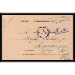 7030/ carte de Prisonnier de Guerre (War) 1914/1918 Kriegsgefangenen giessen pour Rouvenac Aude 1917 