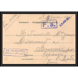 7043/ carte de Prisonnier de Guerre (War) 1914/1918 Kriegsgefangenen giessen pour Rouvenac Aude 1917 