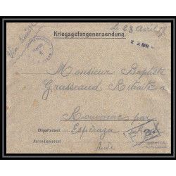7049/ carte de Prisonnier de Guerre (War) 1914/1918 Kriegsgefangenen giessen pour Rouvenac Aude 1917 + courrier