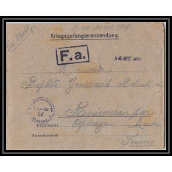 7056/ carte de Prisonnier de Guerre (War) 1914/1918 Kriegsgefangenen giessen pour Rouvenac Aude 1917 + courrier 