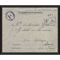 7061/ carte de Prisonnier de Guerre (War) 1914/1918 Kriegsgefangenen giessen pour Rouvenac Aude 1917 + courrier 