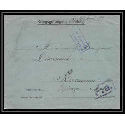 7063/ carte de Prisonnier de Guerre (War) 1914/1918 Kriegsgefangenen giessen pour Rouvenac Aude 1917 + courrier
