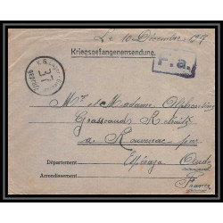 7075/ carte de Prisonnier de Guerre (War) 1914/1918 Kriegsgefangenen giessen pour Rouvenac Aude 1917 + courrier 