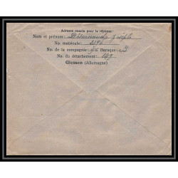 7075/ carte de Prisonnier de Guerre (War) 1914/1918 Kriegsgefangenen giessen pour Rouvenac Aude 1917 + courrier 