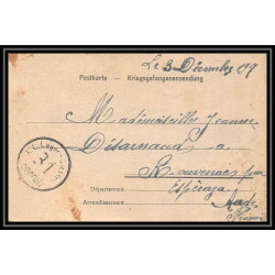 7077/ carte de Prisonnier de Guerre (War) 1914/1918 Kriegsgefangenen giessen pour Rouvenac Aude 1917 