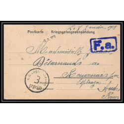 7079/ carte de Prisonnier de Guerre (War) 1914/1918 Kriegsgefangenen giessen pour Rouvenac Aude 1918 