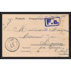 7080/ carte de Prisonnier de Guerre (War) 1914/1918 Kriegsgefangenen giessen pour Rouvenac Aude 1918 