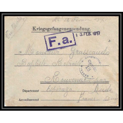 7084/ carte de Prisonnier de Guerre (War) 1914/1918 Kriegsgefangenen giessen pour Rouvenac Aude 1917 + courrier 