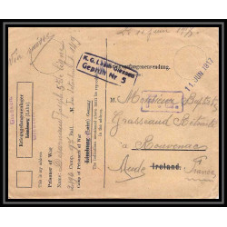 7090/ carte de Prisonnier de Guerre (War) 1914/1918 Kriegsgefangenen giessen pour Rouvenac Aude 1917 + courrier 