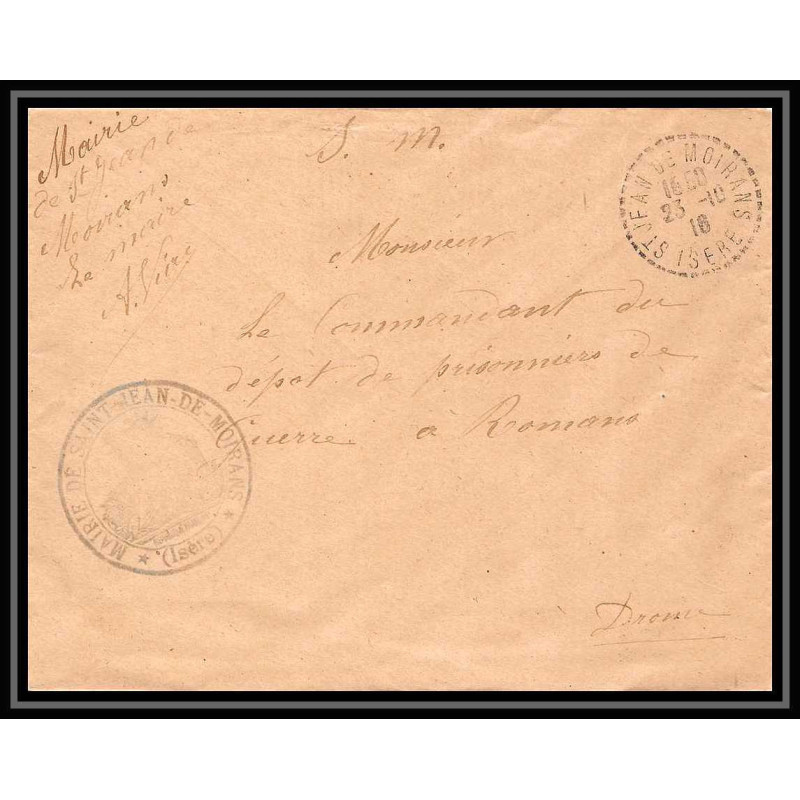 7114/ carte de Prisonnier de Guerre (War) 1914/1918 Saint-Jean-de-Moirans isère Pour Romans Drome 1916 