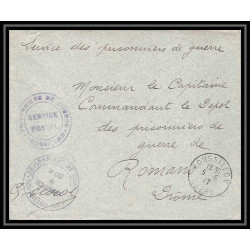 7115/ carte de Prisonnier de Guerre (War) 1914/1918 Roussillon isère Pour Romans Drome 1917 