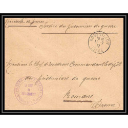 7116/ carte de Prisonnier de Guerre (War) 1914/1918 Roussillon isère Pour Romans Drome 1917 