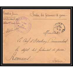 7121/ carte de Prisonnier de Guerre (War) 1914/1918 oullins rhone Pour Romans Drome 1917 