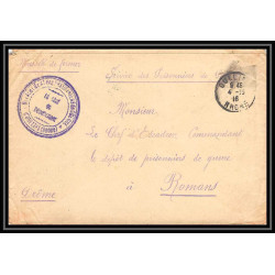 7125/ carte de Prisonnier de Guerre (War) 1914/1918 oullins rhone Pour Romans Drome 1916 