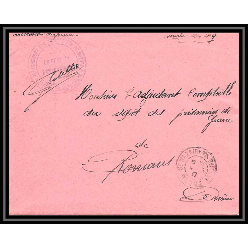 7129/ carte de Prisonnier de Guerre (War) 1914/1918 Saint-Nazaire-en-Royans Pour Romans Drome 1917 