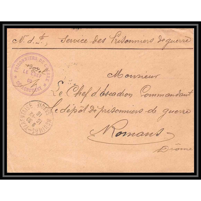 7135/ carte de Prisonnier de Guerre (War) 1914/1918 moutiers tarentaise savoie Pour Romans Drome 1916 