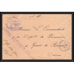 7147/ carte de Prisonnier de Guerre (War) 1914/1918 hopital militaire de grenoble Pour Romans Drome 1916 