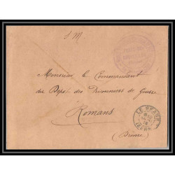 7152/ carte de Prisonnier de Guerre (War) 1914/1918 péage de roussillon isère Pour Romans Drome 1916 