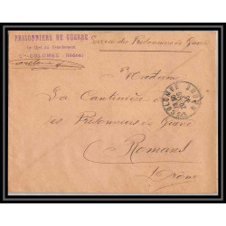 7160/ carte de Prisonnier de Guerre (War) 1914/1918 sainte colombes rhone Pour Romans Drome 1916 