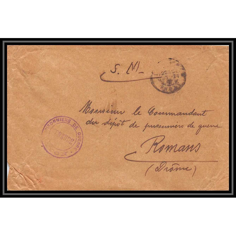 7161/ carte de Prisonnier de Guerre (War) 1914/1918 censure lyon Pour Romans Drome 1916 