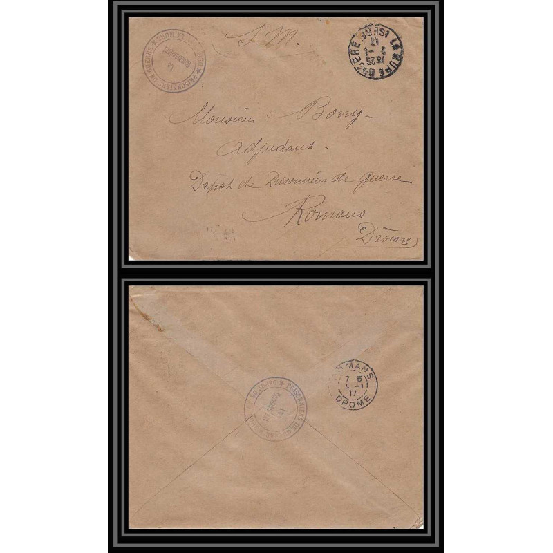7165/ carte de Prisonnier de Guerre (War) 1914/1918 dépot de la mure Pour Romans Drome 1917 