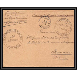 7171/ carte de Prisonnier de Guerre (War) 1914/1918 rives isère Pour Romans Drome 1917 convoyeur lyon à grenoble 