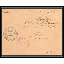 7172/ carte de Prisonnier de Guerre (War) 1914/1918 roussilon isère Pour Romans Drome 1917 convoyeur marseille à ly