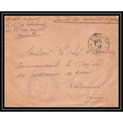 7180/ carte de Prisonnier de Guerre (War) 1914/1918 lyon monplaisir chantiers jean clet Pour Romans Drome 1917 