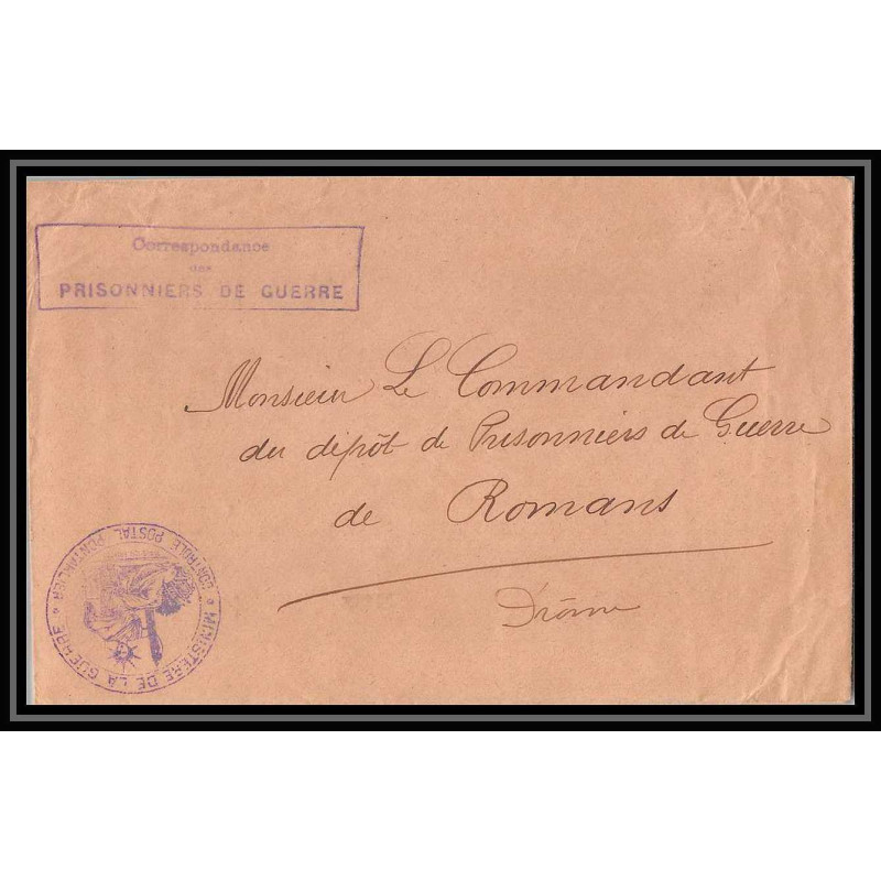 7186/ carte de Prisonnier de Guerre (War) 1914/1918 ministère de la guerre controle postal de pontarlier Pour Roman