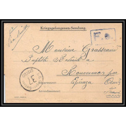 7219/ carte de Prisonnier de Guerre (War) 1914/1918 Kriegsgefangenen giessen pour Rouvenac Aude 1918