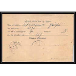 7219/ carte de Prisonnier de Guerre (War) 1914/1918 Kriegsgefangenen giessen pour Rouvenac Aude 1918